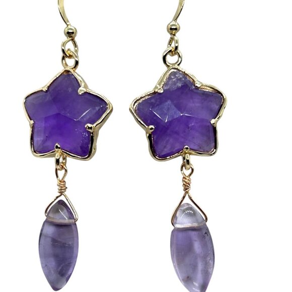 Stylish Amethyst Dangle Earrings - Picture 4 of 4